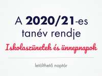 Letölthető 2020/21-es tanév rendje naptár