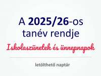 Töltsd le a 2025/26-os tanév rendje naptárunkat és tervezd meg a tanévet!